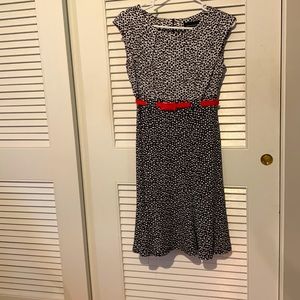 Black and white dress with red patent belt. Size 4P